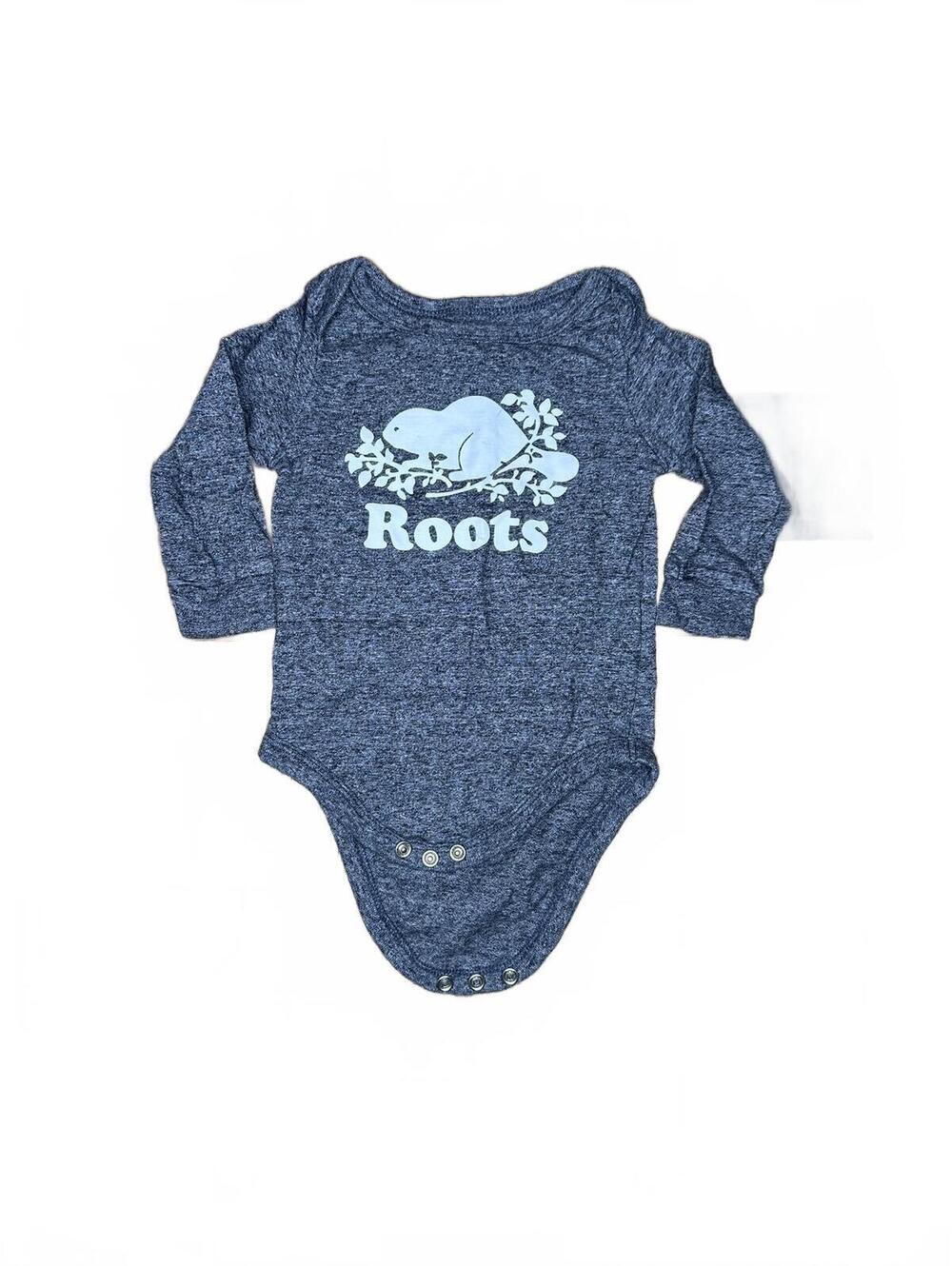 Roots Baby Long Sleeve Bodysuit Onesie 3-6 Months Grey